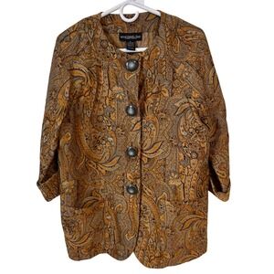 Vintage Monterey Bay Women's Jacket‎ Size 12 Paisley Print Button Front Career